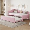 Twin Size Upholstered L-Shaped Daybed with Pop-Up Trundle, Beds Convertible to Larger Size, Wood Frame Space-Saving Style Bed-Baofuwish - 2 of 4