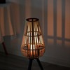Vintiquewise Indoor and Outdoor Modern Natural Bamboo Decorative Lantern with Black Stand and Glass Candle Holder - 2 of 4