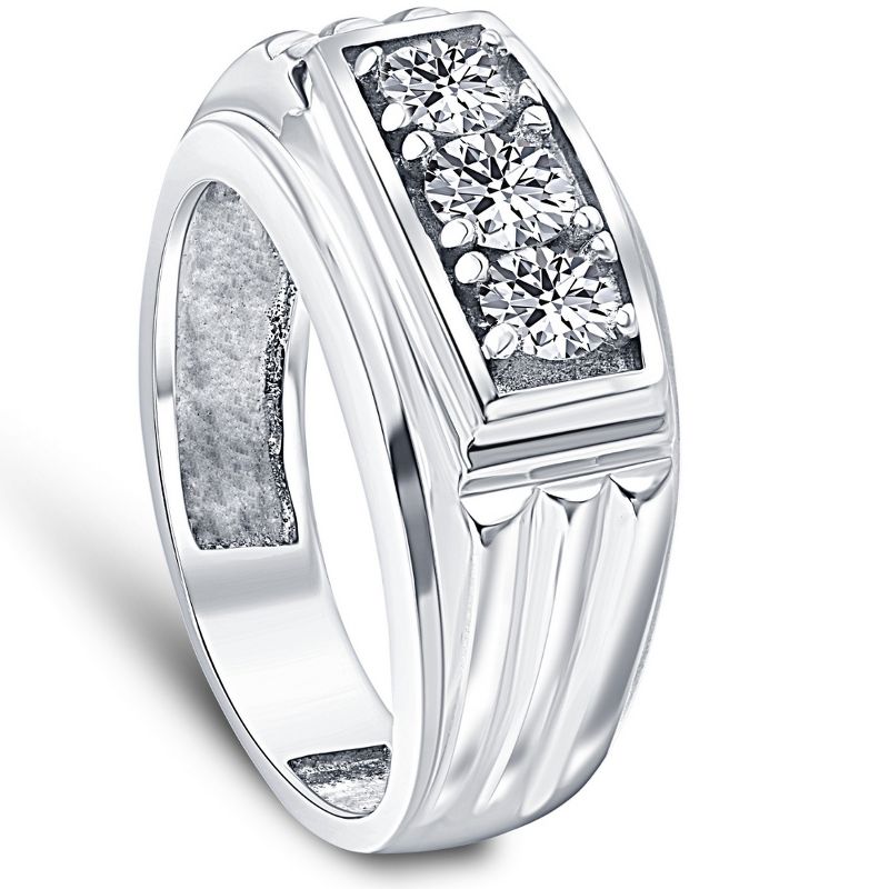 Pompeii3 3/4ct Diamond Mens 14K White Gold Wedding Ring, 2 of 6