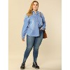 Agnes Orinda Women's Plus Size Regular Fit Button Down Long Sleeve Denim Shirts - 3 of 4