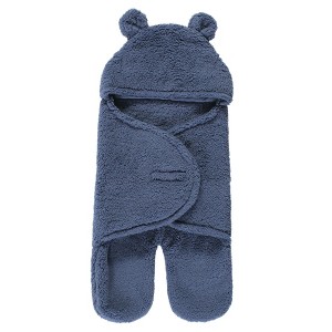 Hudson Baby Infant Boy Animal Faux Shearling Baby Outdoor Stroller Sack Wrap, Coronet Blue, One Size - 1 of 3