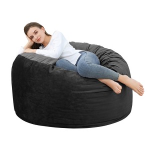 4 Ft Large Bean Bag Chairs for Adults/Teens with Shredded Foam Filling, Comfy Bean Bag Sofa with Filler Included, Soft Velvet Fabric Beanbags,4 Foot - 1 of 4