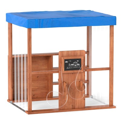 Safstar Kids Gas Station Playhouse with Gas Refueling Guns Chalkboards & Storage Shelves