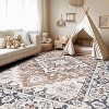 Itopfox Vintage Boho Washable Area Rug for Living Room, Bedroom, Kitchen, Office - Soft Non-Slip Low Pile Carpet with Floral Brown Design - 3 of 4