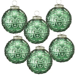 Dexmalle Set of 6 Glass Decorative Hanging Ball Christmas Tree Ornaments - 1 of 4