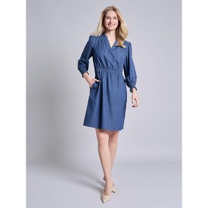 Long Sleeve Smocked Shoulder Dress - 1 of 3