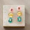Ross-Simons Pink Opal, Turquoise and .80 ct. t.w. Multi-Gemstone Overlay Drop Earrings in 18kt Gold Over Sterling - 3 of 4