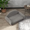 PawHut Raised Dog Sofa, Elevated Pet Sofa for Small and Medium Dogs, with Soft Cushion, Removable Cover, Anti-Slip Pads, Gray - 3 of 4