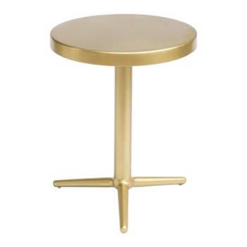 Modern Round Pedestal Accent Table - Brass - Zm Home