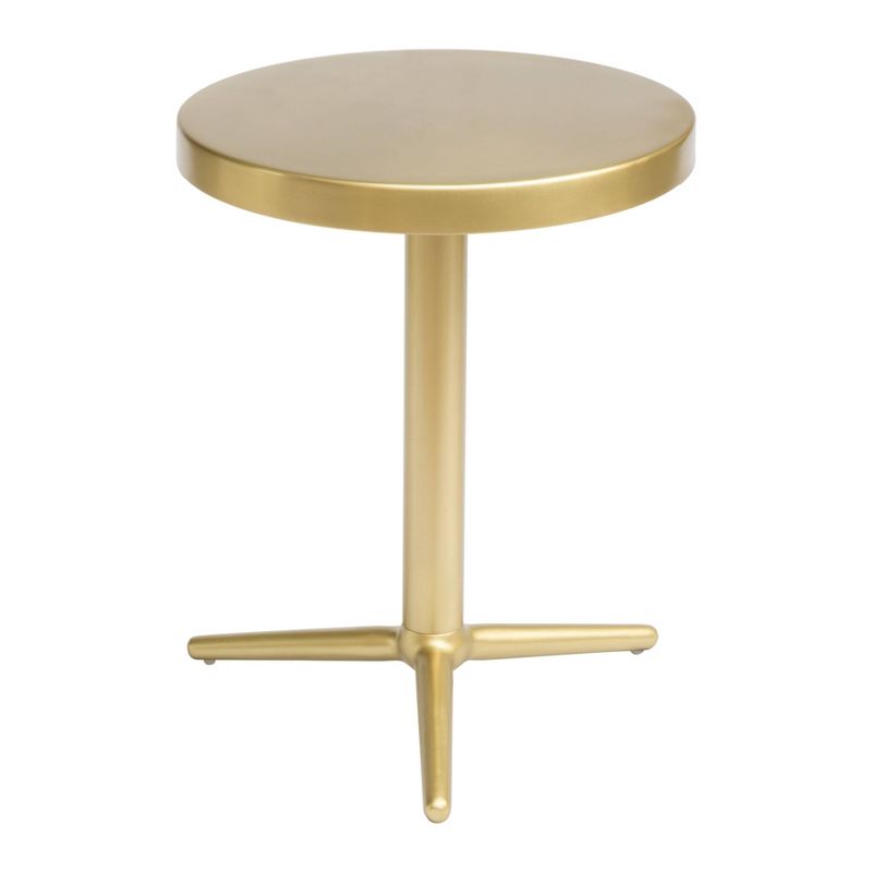Modern Round Pedestal Accent Table - Brass - Zm Home, 1 of 10