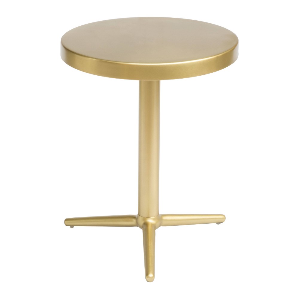 Photos - Coffee Table Modern Round Pedestal Accent Table - Brass - Zm Home