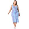Agnes Orinda Women's Plus Size Side Slits Bodycon Sleeveless Tie Dye Midi Dress - 3 of 4