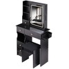 50.40"Small Size Left Drawer Desktop Vanity Table + Cushioned Stool, 2 AC+2 USB Power Station, Hair dryer bracket, Black - 4 of 4