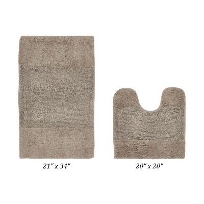 Granada 2 Piece Bath Rug Set 100% Premium Cotton Tufted Non-Slip Backing Bathmats for Bathroom, Super Soft Absorbent, Machine Washable