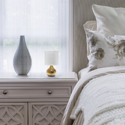 Hammered Gold Mini Table Lamp with White Fabric Shade