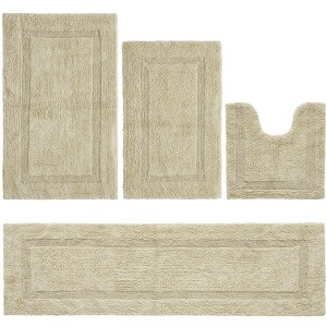 Lux Premium 100% Cotton Tufted Solid Reversible 4 Piece Bath Rug Set – Ultra-Soft, Water-Absorbent, Durable, Machine Washable Bathroom Rug - 1 of 4