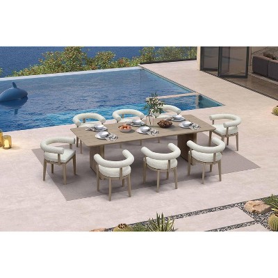 PURPLE LEAF Patio Dining Set Luxury Modern Conversation Set Aluminum Large Rectangle Dining Table and Chairs