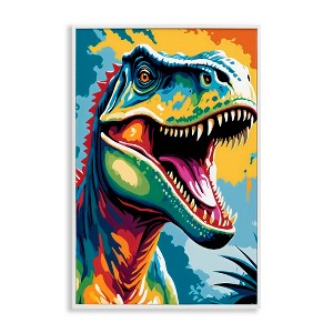 Stupell Industries Colorful Roaring T-Rex Framed Giclee Art - 1 of 4