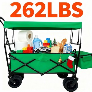 Wagon Cart Shopping Foldable Folding Collapsible ,On Beach Garden Outdoor Grocery Heavy Duty Utility All Terrain Portable Wagons Carts - 1 of 4