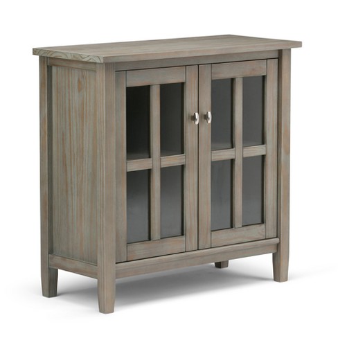 Warm Shaker Low Storage Cabinet Distressed Gray Simpli Home