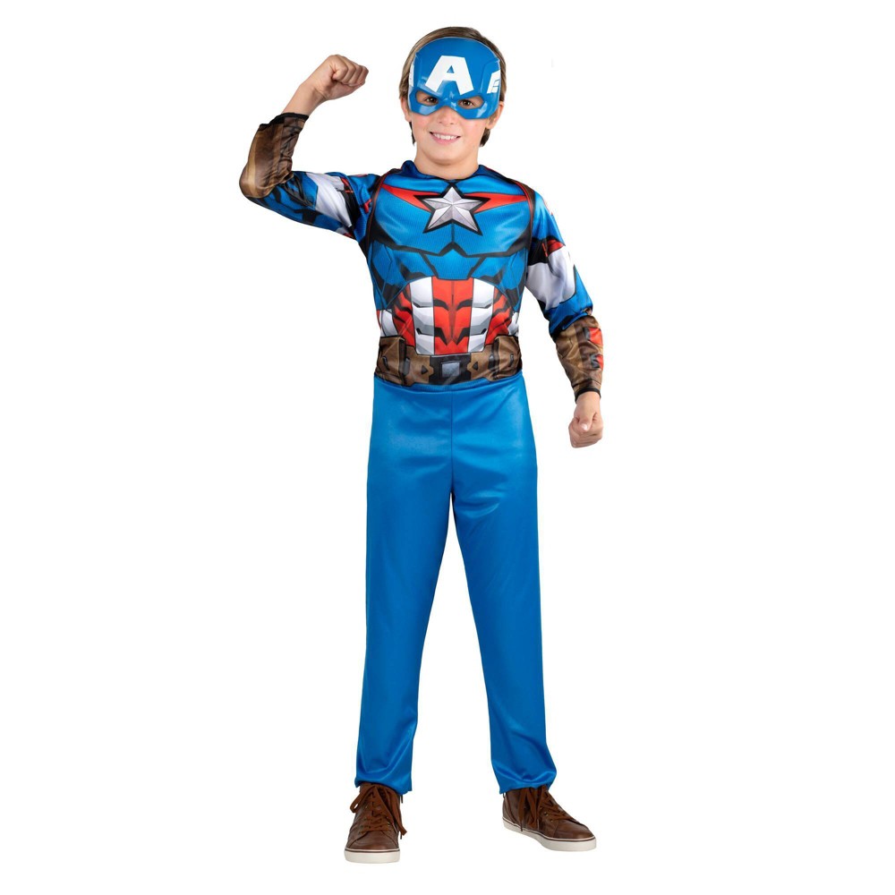 Halloween Kids' Marvel Captain America Halloween Costume Jumpsuit with Mask S