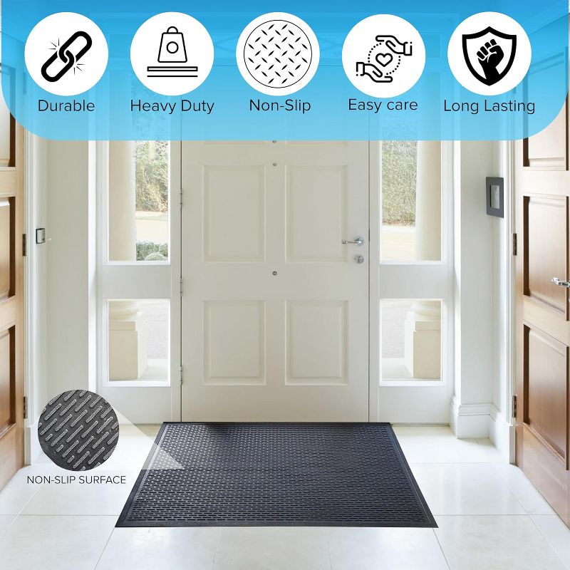 KOVOT 60" x 36" Non Slip Ridge Scraper Floor Mat Durable Heavy Duty Rubber for Indoor & Outdoor Door Mat Entrance, 5 of 7
