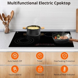 Electric Cooktop, 35.4" 8800W 4 Burner Ceramic Glass Stovetop - 240V Plug-In with Timer & Kid Safety Lock, Black - 1 of 4
