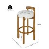 Indoor Walnut Rubberwood Bar Stools,Low Back Upholstered Armless Barstools,Modern Fabric Barstools for Kitchen Dining Room-Coolbibila - 4 of 4