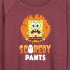 Women's - SpongeBob SquarePants - Scaredy Pants Lightweight French Terry Wide Neck Long Sleeve Shirt - 2 of 4