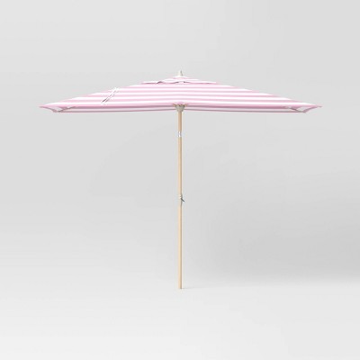 6'x10' Rectangular Cabana Stripe Outdoor Patio Market Umbrella with Light Wood Pole - Threshold™