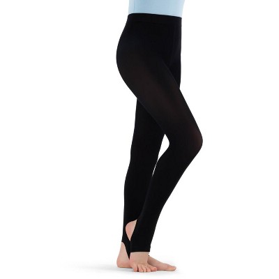 Capezio Black Ultra Soft Self Knit Waistband Stirrup Tight, Child