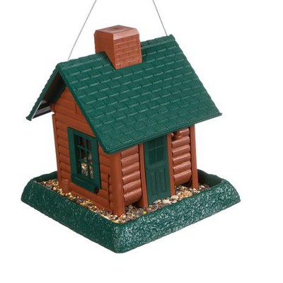 North States Log Cabin Wild Bird 1 lb Plastic Hopper Bird Feeder 4 ports (Case of 2)