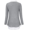 Women's Long Sleeve V Neck Contrast Collared Shirts Patchwork Work Blouse Tunics Tops - 3 of 4