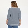 Women's Plus Size Striped Scoop Neck 3/4 Sleeve Crossover High Low Hem Loose Casual Blouse - GRACE & GRANDEUR - 3 of 4