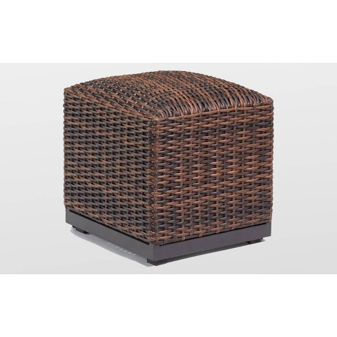 Salino Woven Resin Wicker Patio Ottoman Pouf Carbon Oxford Garden Target