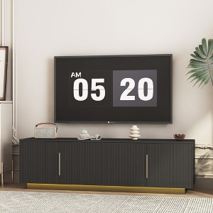 KTMBDW Fluted TV Stand for 55 60 65 inch TV, Modern Mid Century Entertainment Center with Storage, Media Console Table 2 Cabinet for Living Room,Black - 1 of 4