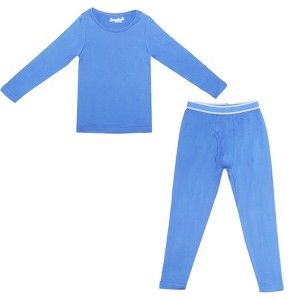 Everyday Kids Thermal Underwear Set – Long Johns Base Layer Top & Bottom, Microfleece, Moisture-Wicking, Cold Weather Wear, Light Blue - 1 of 4