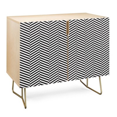 Three of The Possessed Leaves Credenza Gold - Deny Designs