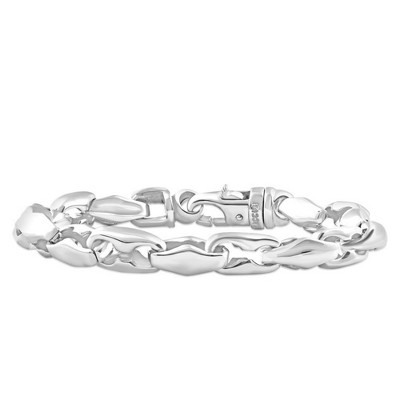 Men's Crucible Stainless Steel Beveled Curb Chain Bracelet (11mm) - Silver  (8.5)