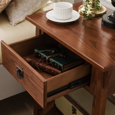 Russet Solid Wood Mission Nightstand with Drawer