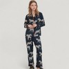 Anna-Kaci Lounge Women's Satin Zebra Print Pajama Set with Long Sleeve Button Up Shirt and Matching Relaxed Fit Pants - 3 of 4