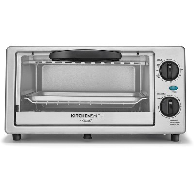 KitchenSmith by Bella Toaster Oven - Stainless Steel: Countertop Small Toaster, 4-Slice, Adjustable Browning, Auto Shut-Off