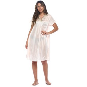 Casual Nights Women's Fancy Lace Neckline Silky Tricot Nightgown - 1 of 4