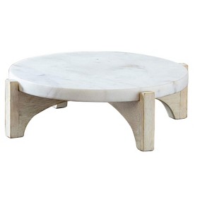 Mela Artisans Handcrafted Marble & Wood Cake Stands-Elegant Dessert and Serving Display - 1 of 4