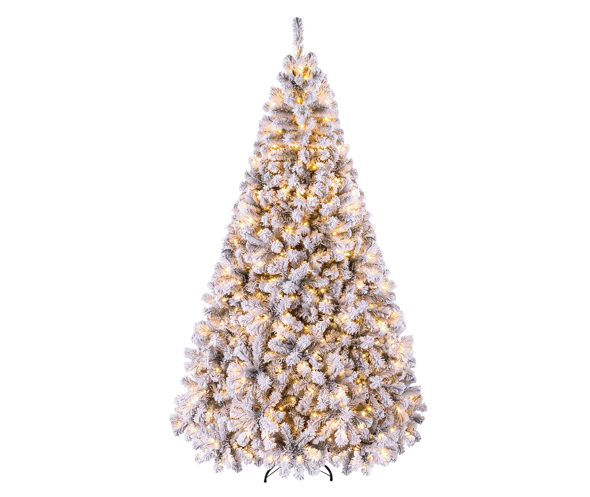 Costway 7.5 FT Pre-Lit Flocked Cedar Christmas Tree Hinged White