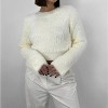 Women's Cropped Wide Sleeve Fuzzy Sweater - CRESCENT - 2 of 4