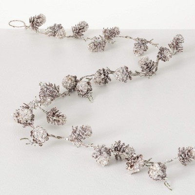 5'L Sullivans Iced Pinecone Garland, White Christmas Garland
