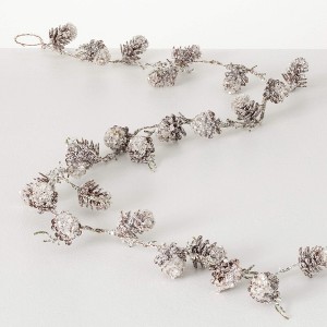 5'L Sullivans Iced Pinecone Garland, White Christmas Garland - 1 of 4