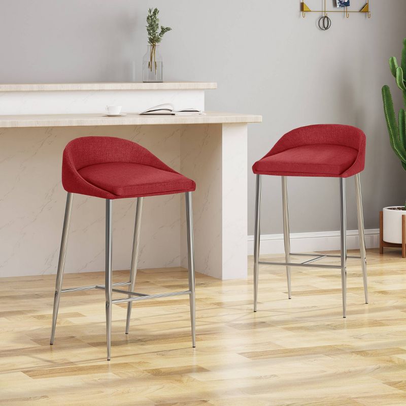 Set of 2 Bandini Modern Upholstered Counter Height Barstools - Christopher Knight Home, 3 of 10