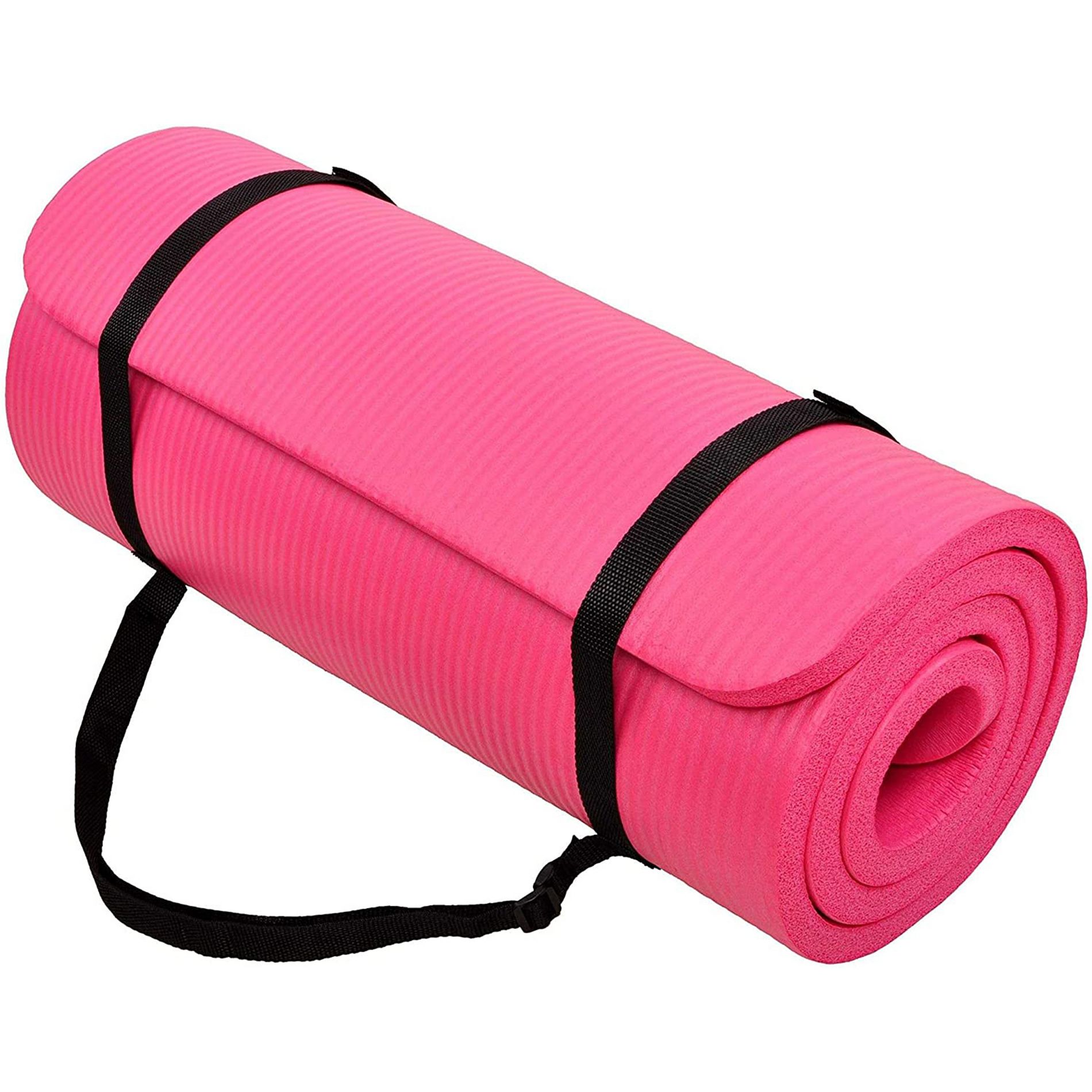 BalanceFrom Fitness GoYoga All Purpose 71 x 24 x 1 Inch Extra Thick Anti Tear High Density Non-Slip Exercise Yoga Mat with Carrying Strap, Pink